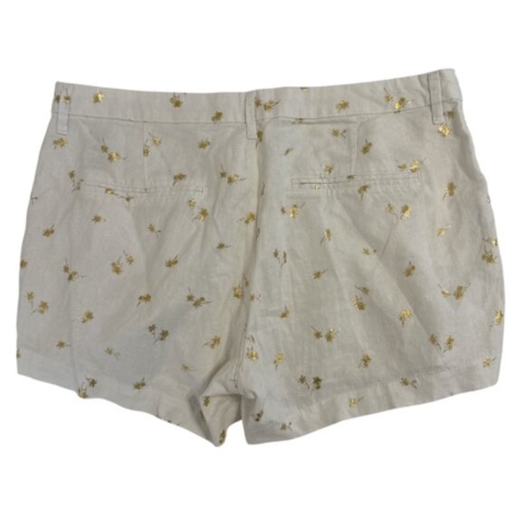 Old Navy Women's Everyday Linen Blend Shorts Gold Palm Trees Beachy, Size 12 - Picture 4 of 12
